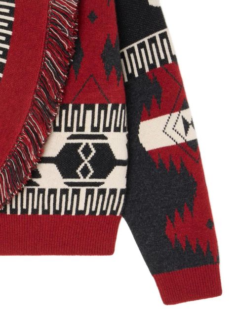 Alanui Icon Jacquard fringe cardigan - Red