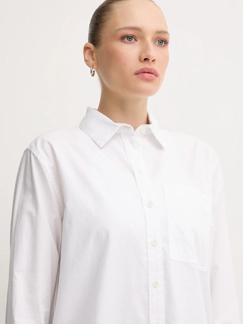 Barbour koszula bawełniana FREYA damska kolor biały regular z kołnierzykiem klasycznym LSH1699