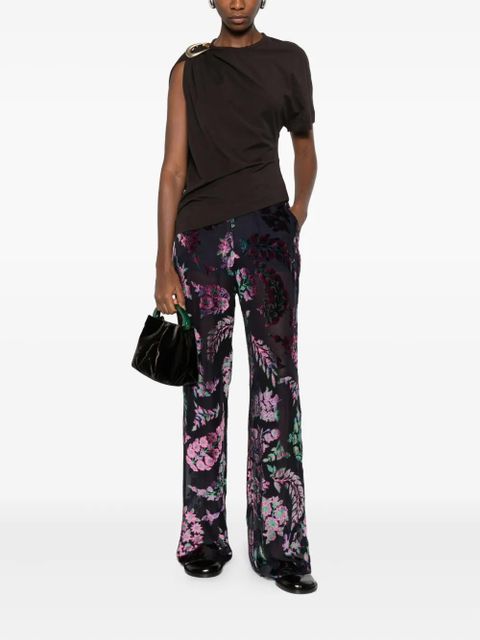 ETRO floral-print velvet pants - Black