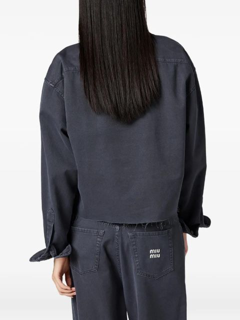 Miu Miu patch-pocket logo-embroidered shirt - Blue
