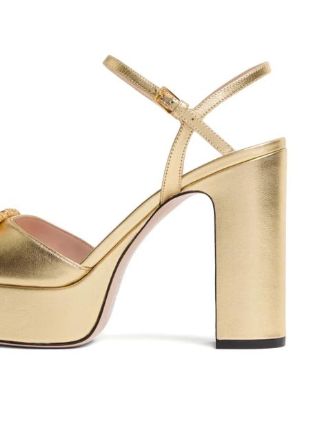 Valentino Garavani 115mm VLogo Signature leather pumps - Gold - zdjęcie produktu nr 2