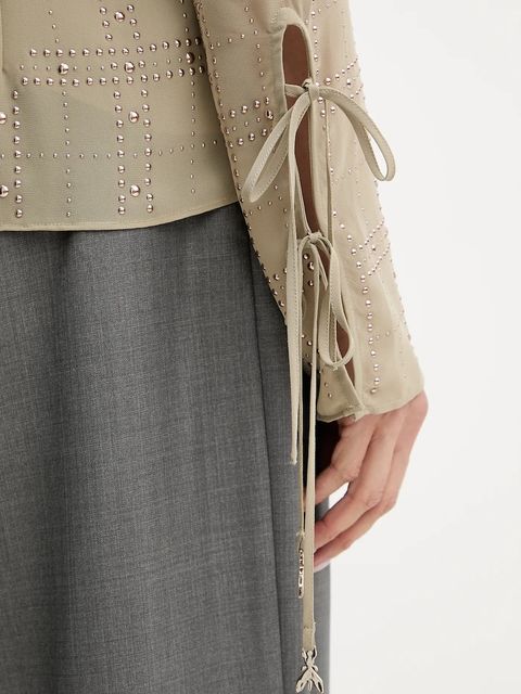 Patrizia Pepe bluzka damska kolor beżowy z aplikacją 8C0807 A635