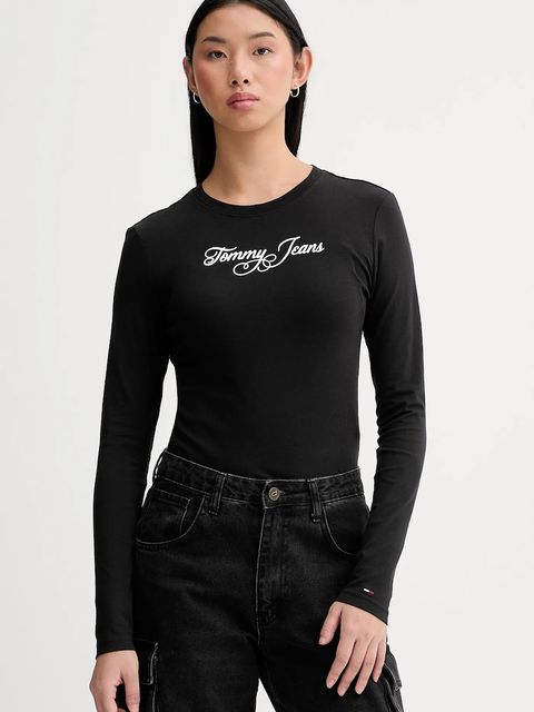 Tommy Jeans longsleeve bawełniany kolor czarny DW0DW21844 - zdjęcie produktu nr 1