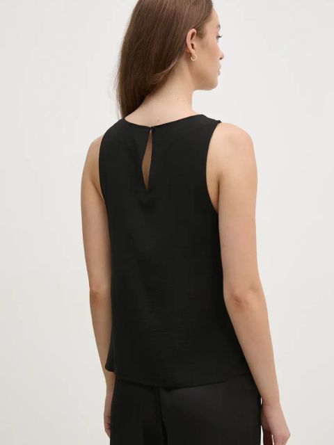 Sisley bluzka kolor czarny gładka 5LTHLH019