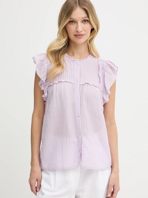 Pepe Jeans koszula damska kolor fioletowy regular z kołnierzykiem klasycznym PL305101 - zdjęcie produktu nr 1