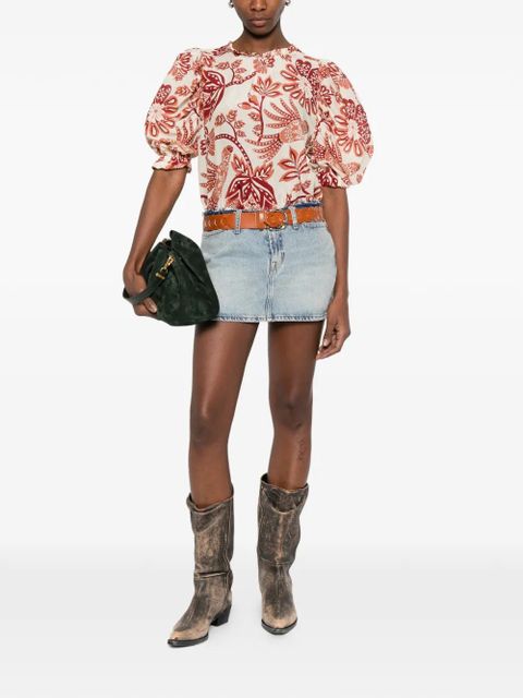 FARM Rio ruffled-neck floral-print blouse - Neutrals - zdjęcie produktu nr 2