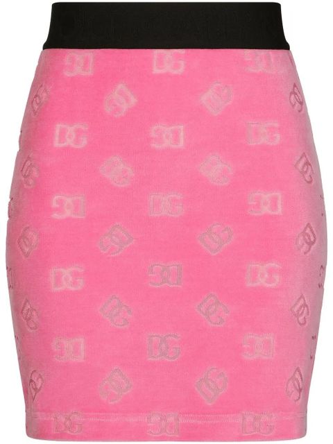 Dolce & Gabbana DG-logo flocked miniskirt - Pink - zdjęcie produktu nr 1