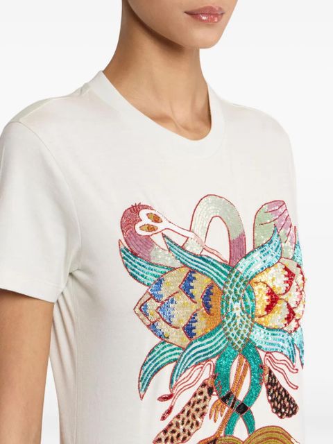 ETRO embellished floral-print T-shirt - White