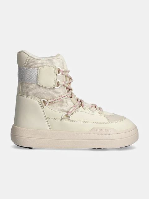 Moon Boot botki MB PARK SNEAKER BOOT kolor beżowy na płaskim obcasie lekko ocieplone 80D2470060 L002