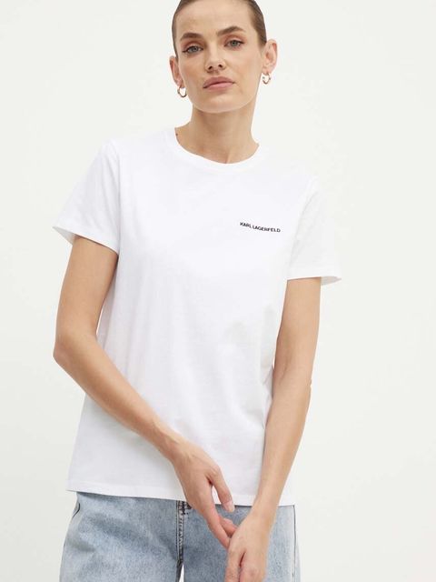 Karl Lagerfeld t-shirt bawełniany damski kolor biały 245W1714 - zdjęcie produktu nr 1