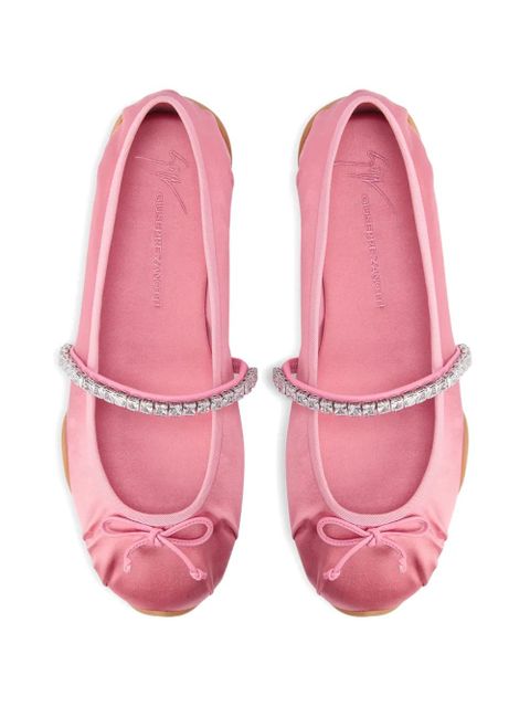 Giuseppe Zanotti rhinestone bow ballet flat - Pink
