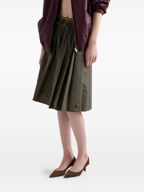 Prada pleated poplin midi-skirt - Green