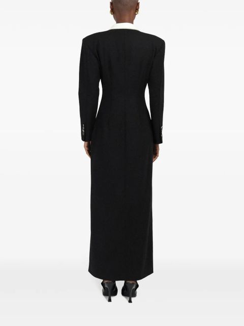 Rowen Rose contrasting-collar tuxedo maxi dress - Black