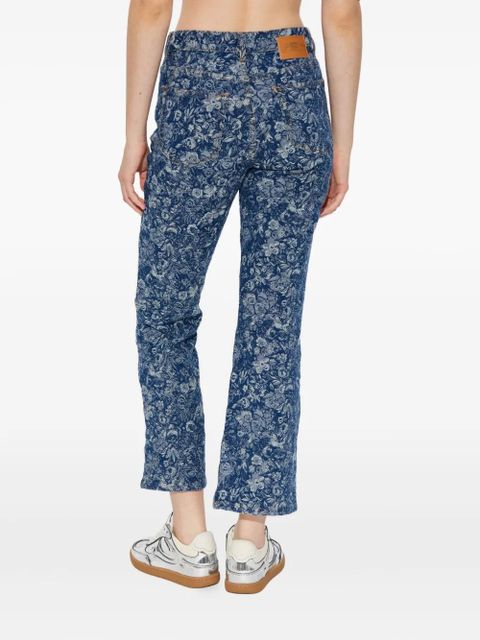 GANNI floral-jacquard jeans - Blue