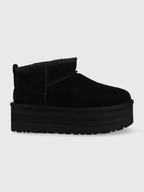 UGG śniegowce zamszowe W Classic Ultra Mini Platform kolor czarny 1135092.BLK - zdjęcie produktu nr 1