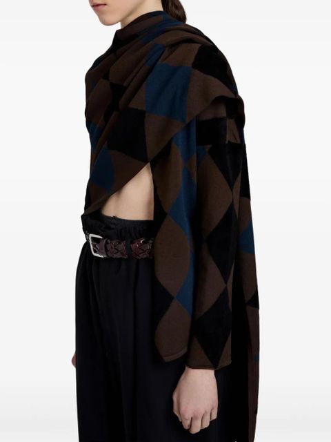 Proenza Schouler diamond-pattern draped top - Brown
