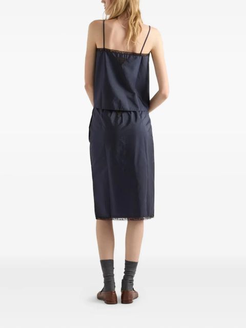 Prada lace-trimmed pencil skirt - Blue