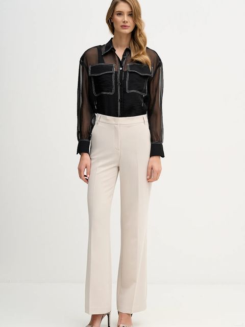 Sisley koszula damska kolor czarny relaxed z kołnierzykiem klasycznym 5VGNLQ09I