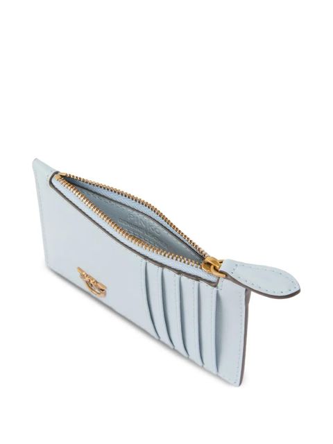 PINKO love birds zip leather wallet - Blue
