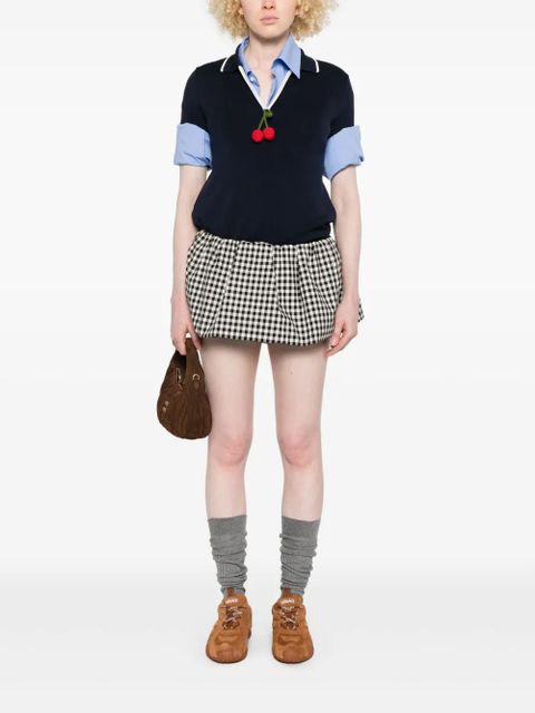 Miu Miu checked mini skirt - White