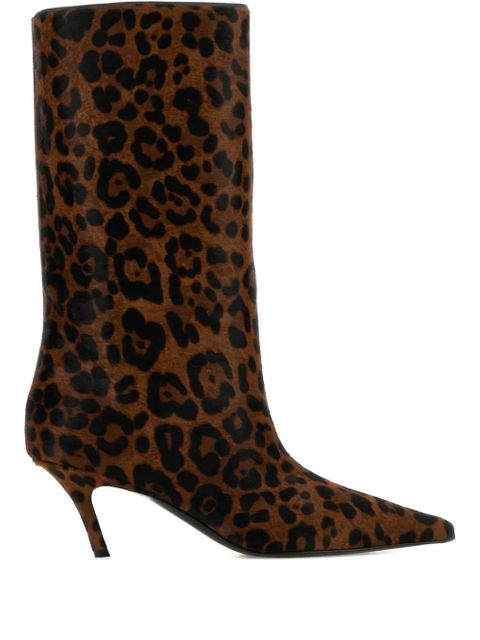 Amina Muaddi 60mm Fiona animal-print boots - Brown - zdjęcie produktu nr 1