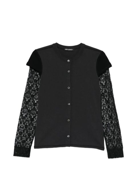 OUR LEGACY Heat lace-appliqué cardigan - Black - zdjęcie produktu nr 1