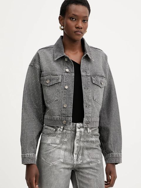 Liu Jo kurtka jeansowa kolor szary przejściowa oversize UF5088.D5020 - zdjęcie produktu nr 1