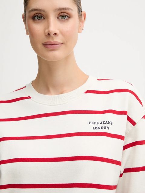 Pepe Jeans bluza bawełniana damska kolor beżowy wzorzysta PL5800020