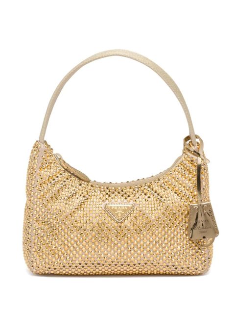 Prada Re-Edition crystal-embellished mini bag - Gold - zdjęcie produktu nr 1