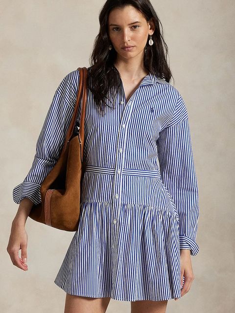 Polo Ralph Lauren sukienka bawełniana kolor niebieski mini rozkloszowana 211972052 - zdjęcie produktu nr 2