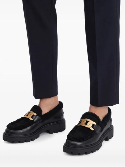 Tod's shearling-lined chunky loafers - Black