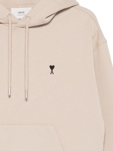 AMI Paris drawstring embroidered hoodie - Neutrals