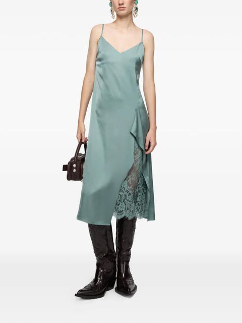 Acne Studios lace slip midi dress - Green - zdjęcie produktu nr 2