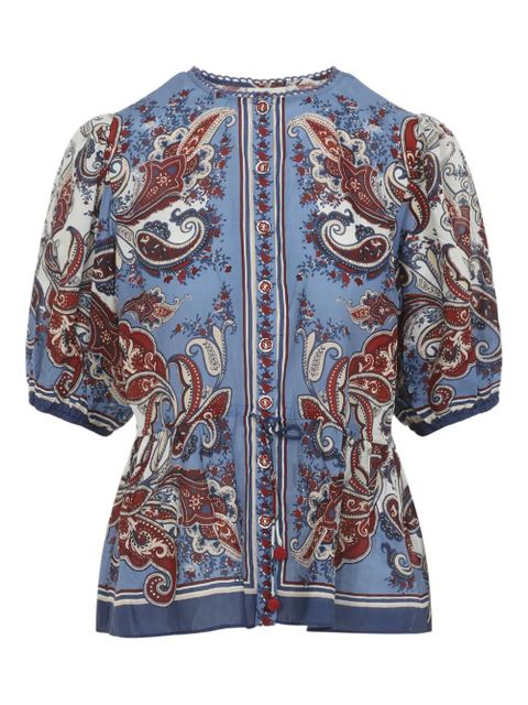 FARM Rio paisley scarf blouse - Blue - zdjęcie produktu nr 1