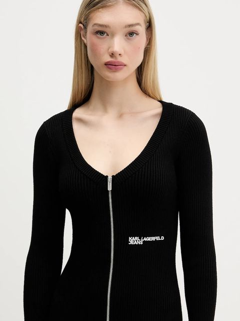 Karl Lagerfeld Jeans sukienka kolor czarny midi dopasowana A4W13011