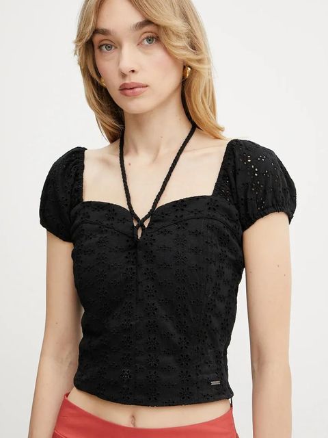 Guess bluzka ELIANE damska kolor czarny gładka W5GP13 KCVA1