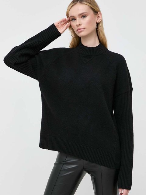 BOSS sweter wełniany damski kolor czarny