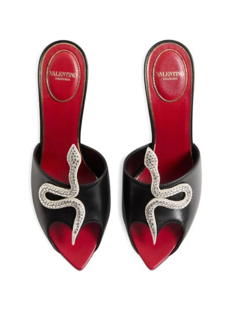 Valentino Garavani Coeur Vipère kidskin slide sandals 105mm - Black