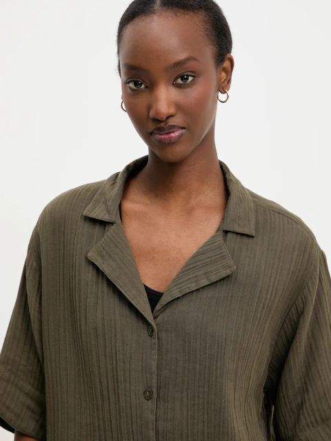 Answear.LAB koszula bawełniana damska kolor zielony relaxed z kołnierzykiem klasycznym