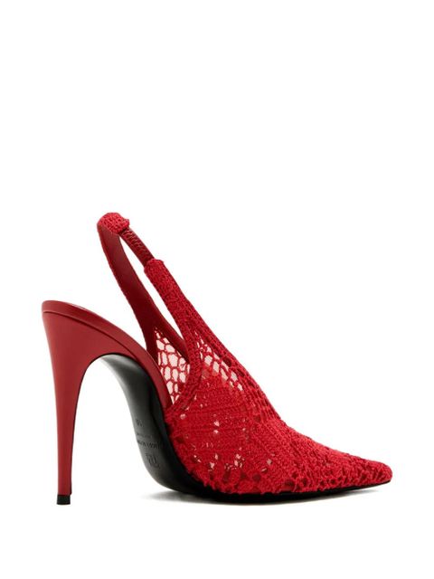 Magda Butrym 105mm crochet-knit slingback pumps - Red