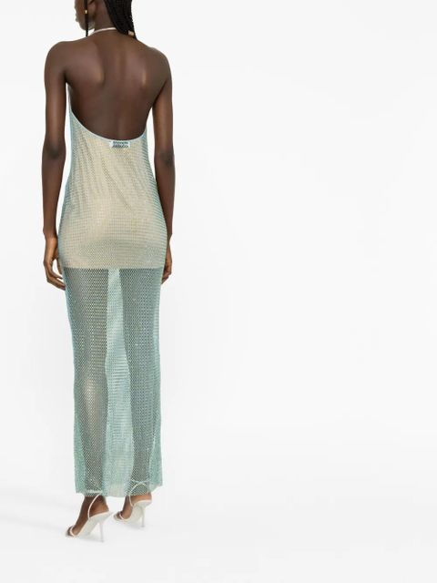 Self-Portrait rhinestone mesh dress - Green