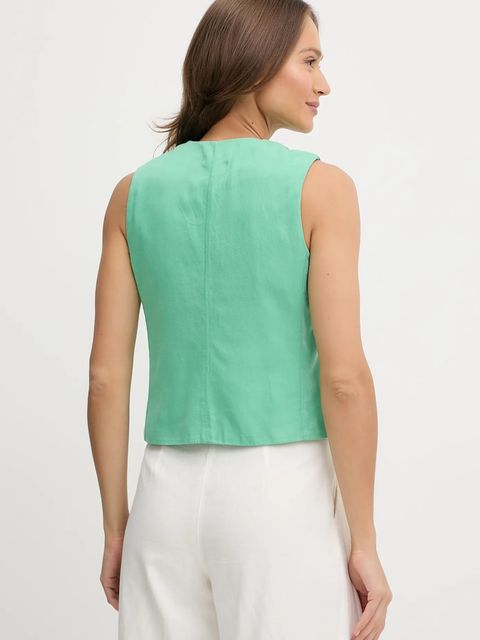 United Colors of Benetton kamizelka kolor zielony jednorzędowa 2LEDDJ00G