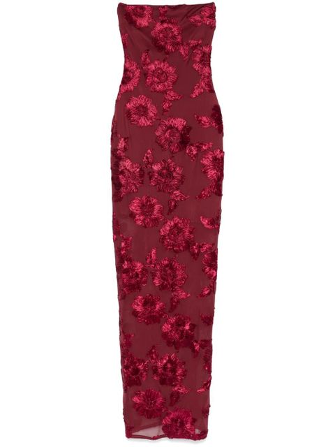 ROTATE BIRGER CHRISTENSEN floral-appliqué maxi dress - Red - zdjęcie produktu nr 1