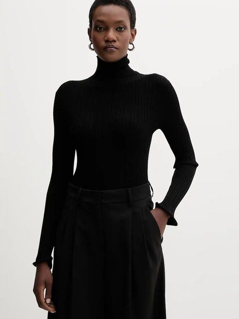 Marella sweter damski kolor czarny lekki z golfem 2523366092200