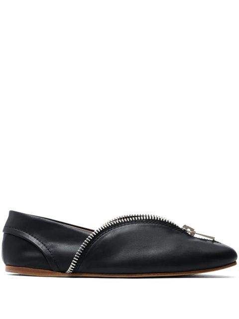 JW Anderson zip-detail leather ballerina flats - Black - zdjęcie produktu nr 1