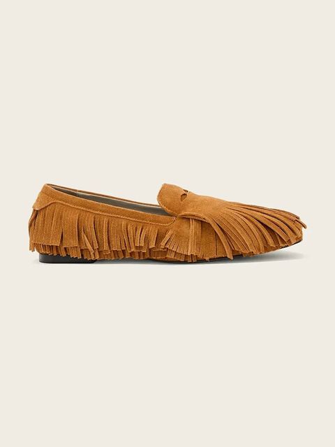 AllSaints mokasyny damskie zamszowe Sandy Fringe Loafer - zdjęcie produktu nr 2