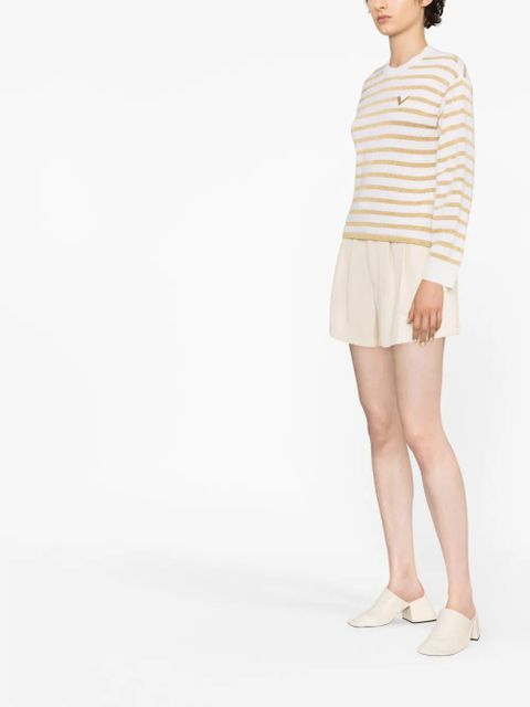 Valentino Garavani striped logo-plaque jumper - Neutrals