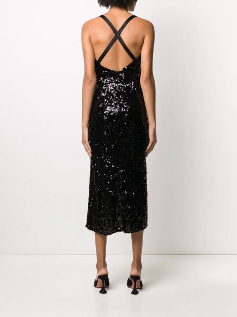 Dolce & Gabbana sequinned V-neck midi dress - Black