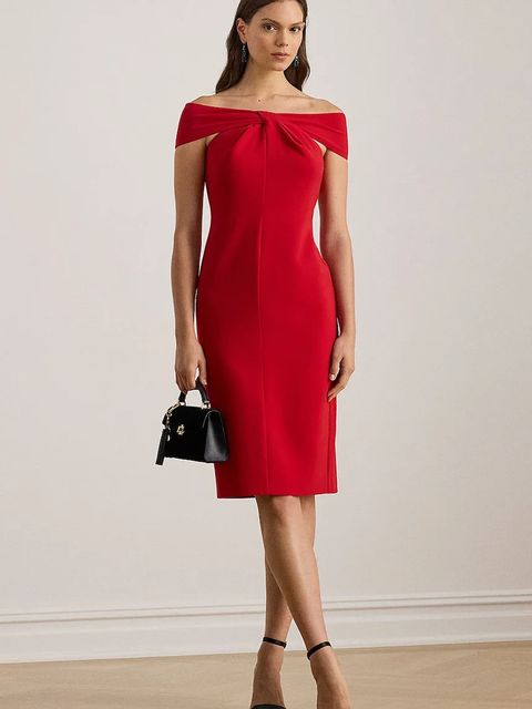 Lauren Ralph Lauren sukienka kolor czerwony midi dopasowana 253982167 - zdjęcie produktu nr 1