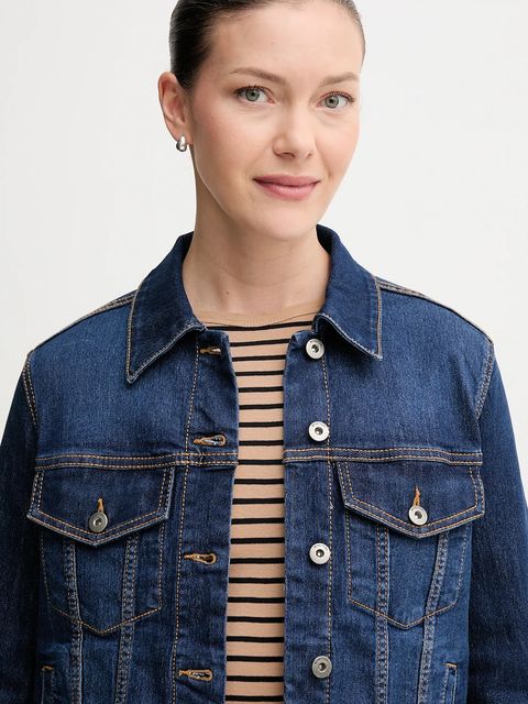 United Colors of Benetton kurtka jeansowa kolor niebieski przejściowa 2PORDN00N